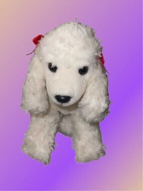 HTF Leosco Collection Plush White Poodle Puppy Dog Red Bows